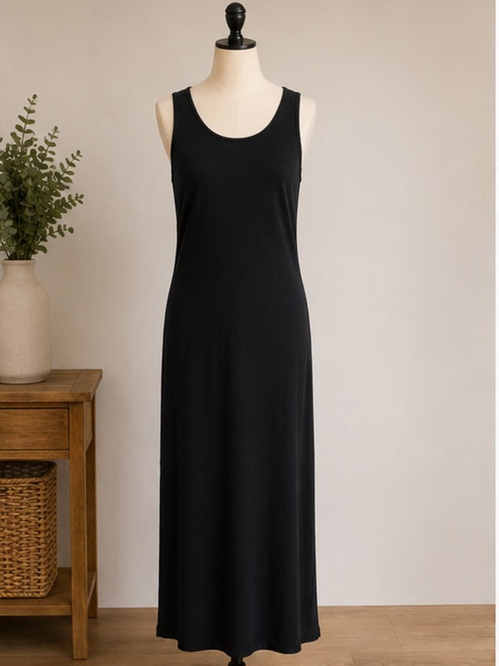 All Saints Chase Maxi Slip Dress Large Black Tank Dress
